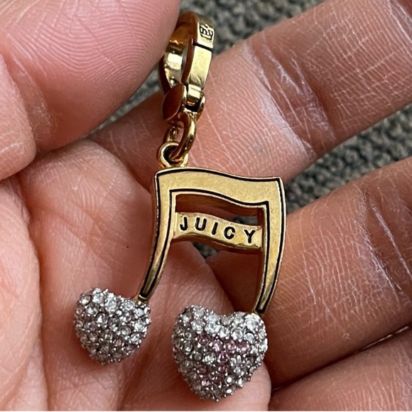 Retired Rare Juicy Couture Musical Note Charm Pave\' Clear & Pink Crystals EUC
